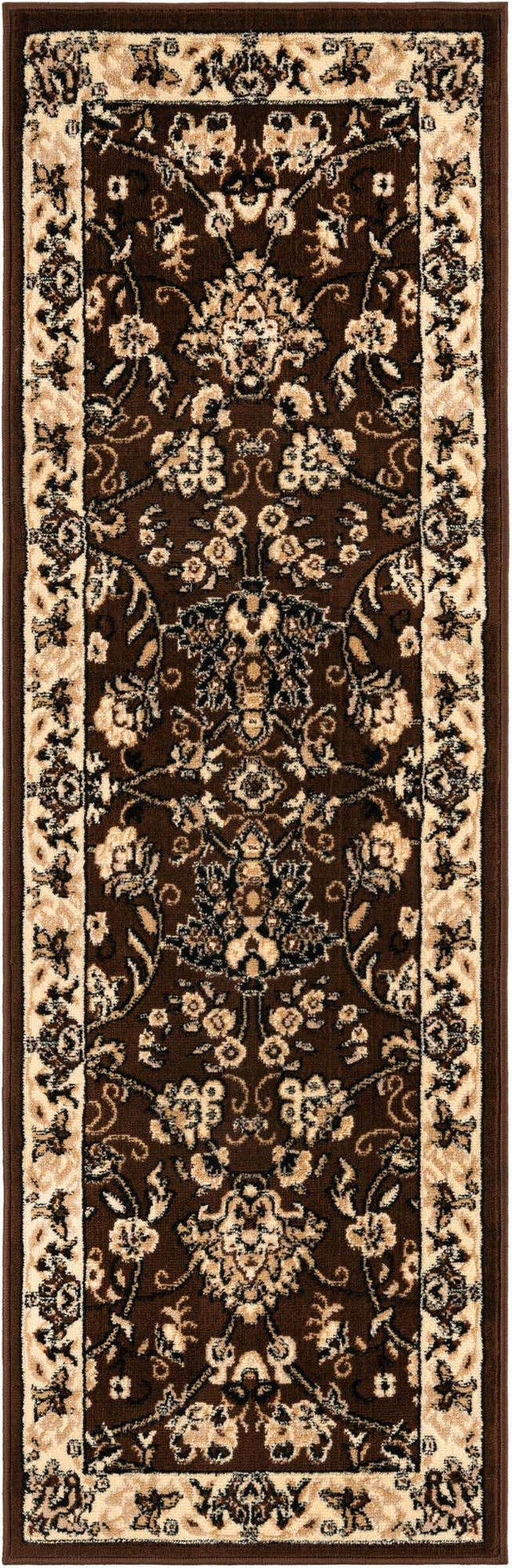 Brown 2' x 6' 1 Sialk Hill Runner Area Rug 100% Polypropylene Durable Easy Clean Classic Traditional Design Carpet for Interior Design for Sale at Rug Engine