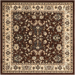 Brown 6' 1 x 6' 1 Sialk Hill Square Area Rug 100% Polypropylene Durable Easy Clean Classic Traditional Design Carpet for Interior Design for Sale at Rug Engine