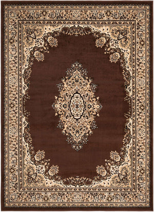 Brown 5' 3 x 7' 1 Reza Rectangle Area Rug 100% Polypropylene Easy Clean Traditional Motif Classic Carpet for Home Interiors for Sale at Rug Engine