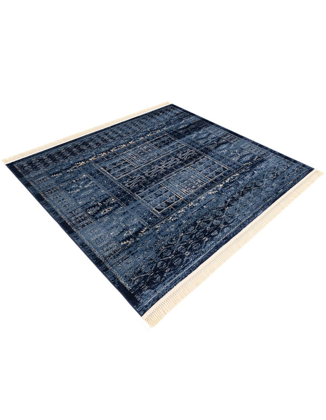 Blue 6' 1 x 6' 1 District Square Area Rug 100% Polypropylene Easy Clean Stain Resistant Traditional Pattern Classic Carpet for Indoor Dining Living Office for Sale at Rug Engine