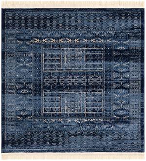 Blue 6' 1 x 6' 1 District Square Area Rug 100% Polypropylene Easy Clean Stain Resistant Traditional Pattern Classic Carpet for Indoor Dining Living Office for Sale at Rug Engine