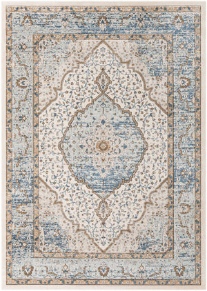 Blue 7' 1 x 10' Nyla Rectangle Area Rug 100% Polypropylene Traditional Classic Carpet for Living Room, Kitchen, Bedroom, Dining, Office for Sale at Rug Engine