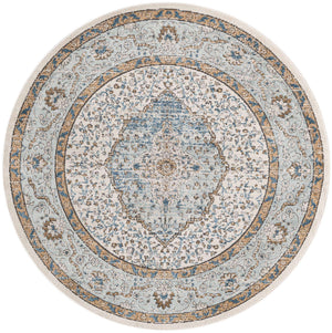 Blue 6' 1 x 6' 1 Nyla Round Area Rug 100% Polypropylene Traditional Classic Carpet for Living Room, Kitchen, Bedroom, Dining, Office for Sale at Rug Engine