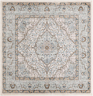 Blue 6' 1 x 6' 1 Nyla Square Area Rug 100% Polypropylene Traditional Classic Carpet for Living Room, Kitchen, Bedroom, Dining, Office for Sale at Rug Engine