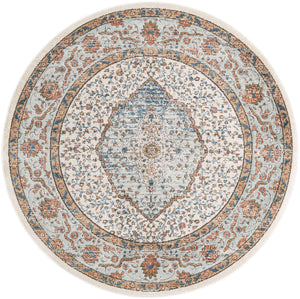 Ivory 6' 1 x 6' 1 Nyla Round Area Rug 100% Polypropylene Traditional Classic Carpet for Living Room, Kitchen, Bedroom, Dining, Office for Sale at Rug Engine