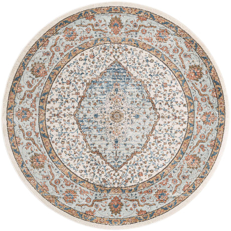Ivory 6' 1 x 6' 1 Nyla Round Area Rug 100% Polypropylene Traditional Classic Carpet for Living Room, Kitchen, Bedroom, Dining, Office for Sale at Rug Engine