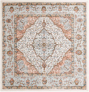 Ivory 6' 1 x 6' 1 Nyla Square Area Rug 100% Polypropylene Traditional Classic Carpet for Living Room, Kitchen, Bedroom, Dining, Office for Sale at Rug Engine