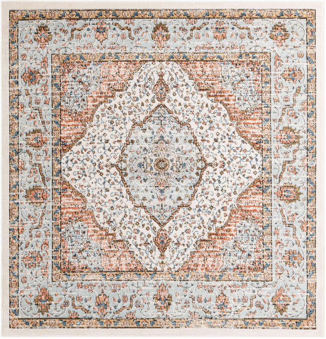 Ivory 6' 1 x 6' 1 Nyla Square Area Rug 100% Polypropylene Traditional Classic Carpet for Living Room, Kitchen, Bedroom, Dining, Office for Sale at Rug Engine