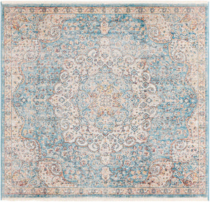 Blue 4' 1 x 4' 1 Newport Square Area Rug 100% Polypropylene Traditional Distressed Classic Contemporary Carpet for Home Decor for Sale at Rug Engine