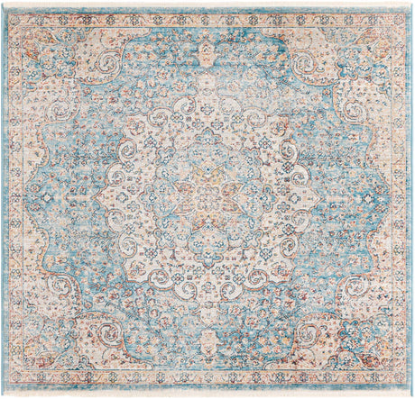 Blue 4' 1 x 4' 1 Newport Square Area Rug 100% Polypropylene Traditional Distressed Classic Contemporary Carpet for Home Decor for Sale at Rug Engine