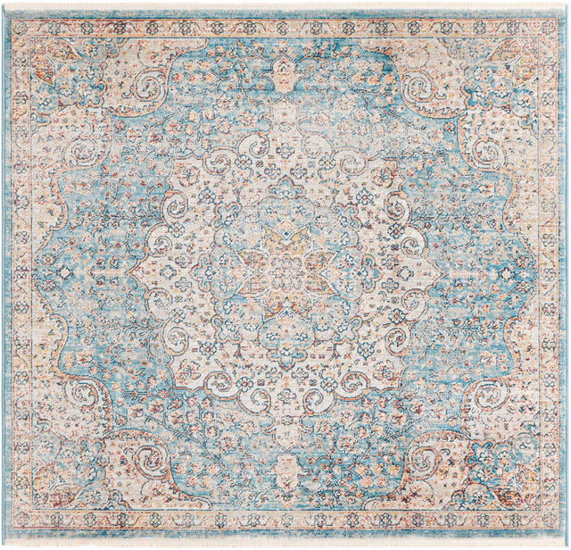 Blue 4' 1 x 4' 1 Newport Square Area Rug 100% Polypropylene Traditional Distressed Classic Contemporary Carpet for Home Decor for Sale at Rug Engine