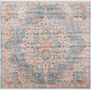 Blue 6' 1 x 6' 1 Newport Square Area Rug 100% Polypropylene Traditional Distressed Classic Contemporary Carpet for Home Decor for Sale at Rug Engine
