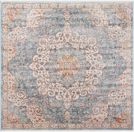Blue 6' 1 x 6' 1 Newport Square Area Rug 100% Polypropylene Traditional Distressed Classic Contemporary Carpet for Home Decor for Sale at Rug Engine
