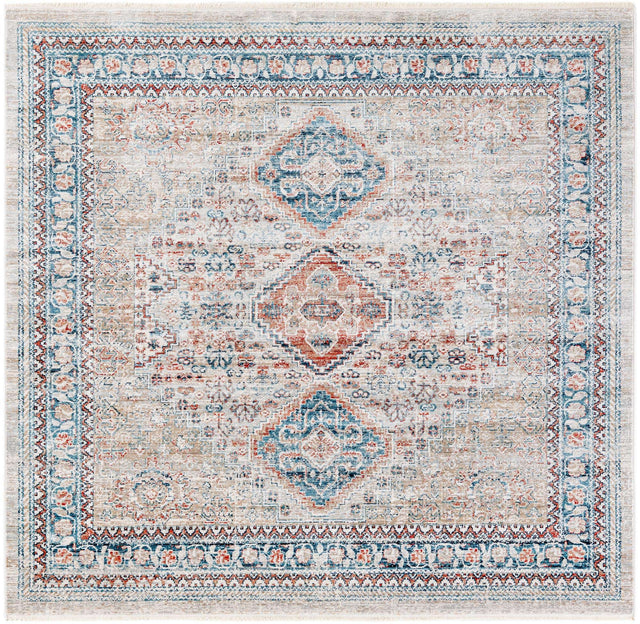 Multicolor 6' 1 x 6' 1 Newport Square Area Rug 100% Polypropylene Traditional Distressed Classic Contemporary Carpet for Home Decor for Sale at Rug Engine