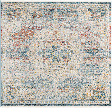 Multicolor 4' 1 x 4' 1 Newport Square Area Rug 100% Polypropylene Traditional Distressed Classic Contemporary Carpet for Home Decor for Sale at Rug Engine