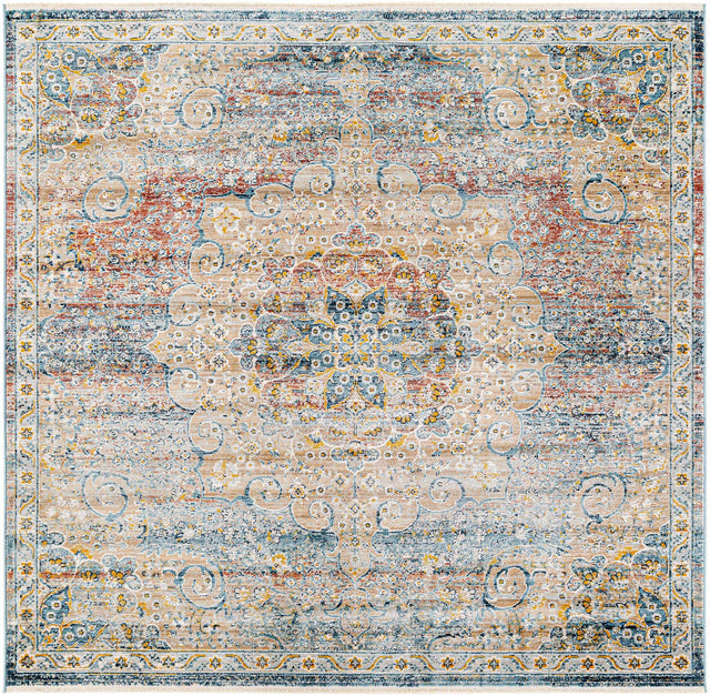 Multicolor 6' 1 x 6' 1 Newport Square Area Rug 100% Polypropylene Traditional Distressed Classic Contemporary Carpet for Home Decor for Sale at Rug Engine