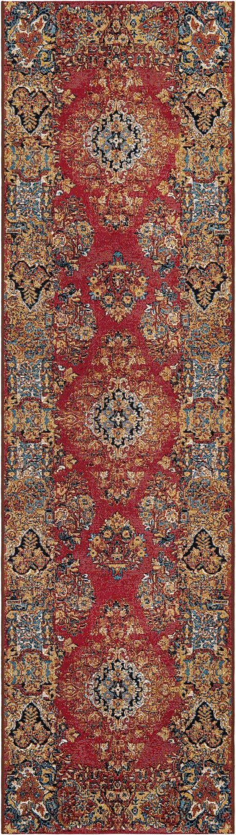 Antique Red 3' x 10' Outdoor Traditional Runner Rug