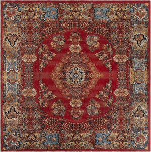 Antique Red 10' x 10' Outdoor Traditional Square Rug