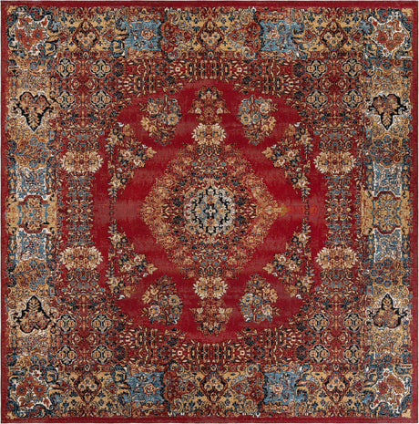 Antique Red 10' x 10' Outdoor Traditional Square Rug