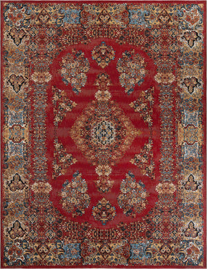 Antique Red 10' x 13' 1 Outdoor Traditional Rectangle Area Rug Weather Resistant for Patio, Deck, Terrace, Balcony, Porch Classical Design Outside Carpet for Sale at Rug Engine