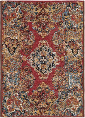 Antique Red 2' x 3' 1 Outdoor Traditional Rectangle Area Rug Weather Resistant for Patio, Deck, Terrace, Balcony, Porch Classical Design Outside Carpet for Sale at Rug Engine