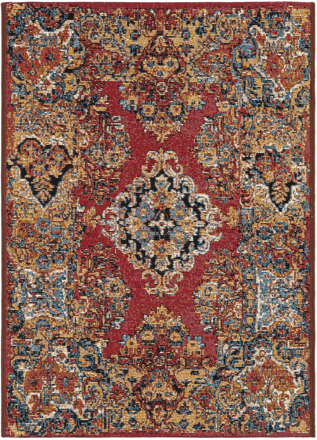 Antique Red 2' x 3' 1 Outdoor Traditional Rectangle Area Rug Weather Resistant for Patio, Deck, Terrace, Balcony, Porch Classical Design Outside Carpet for Sale at Rug Engine