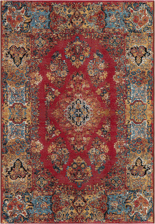 Antique Red 4' 1 x 6' 1 Outdoor Traditional Rectangle Area Rug Weather Resistant for Patio, Deck, Terrace, Balcony, Porch Classical Design Outside Carpet for Sale at Rug Engine