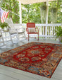 Antique Red 6' 1 x 9' Outdoor Traditional Rectangle Area Rug Weather Resistant for Patio, Deck, Terrace, Balcony, Porch Classical Design Outside Carpet for Sale at Rug Engine