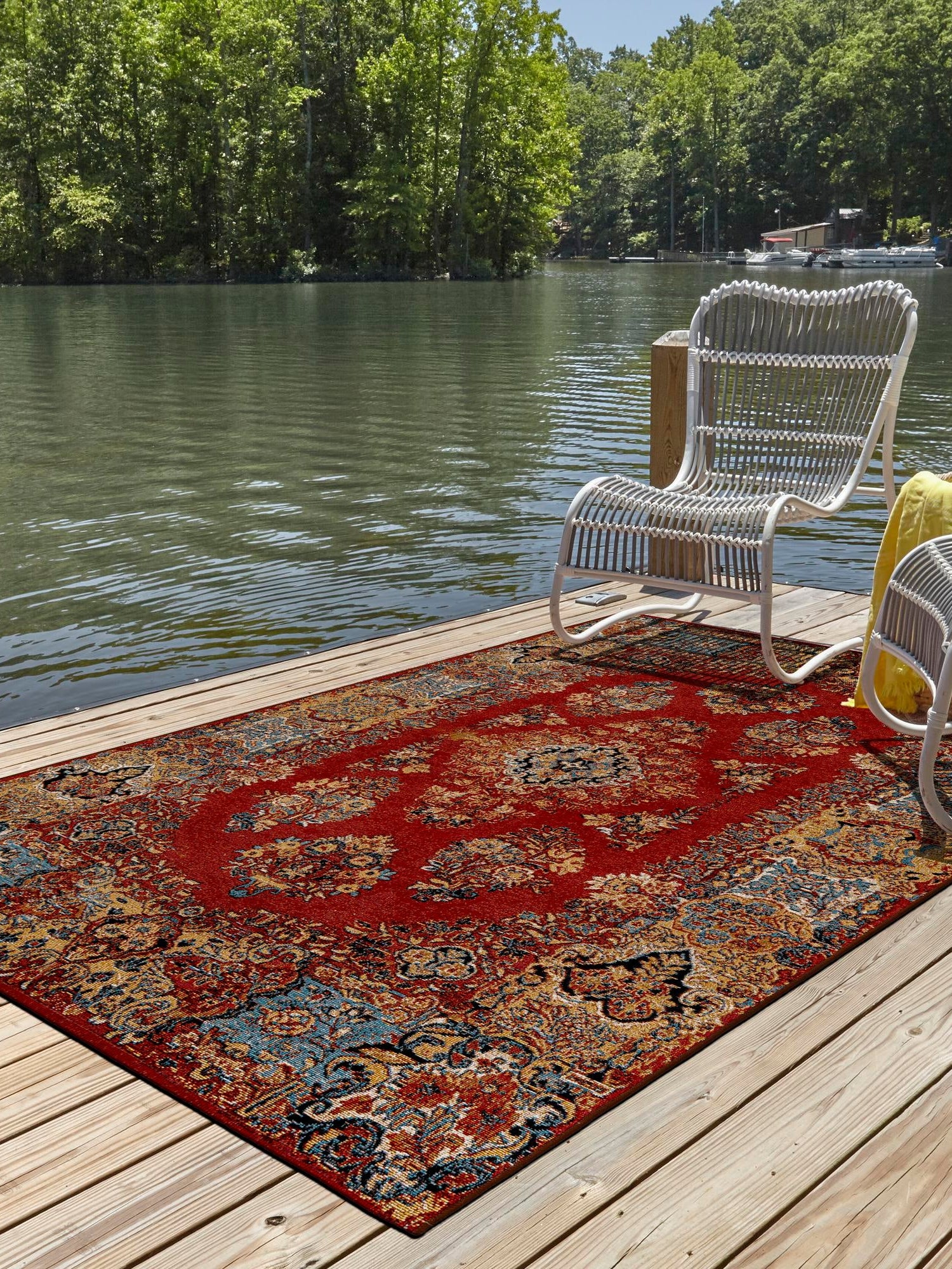 Antique Red 10' x 13' 1 Outdoor Traditional Rectangle Area Rug Weather Resistant for Patio, Deck, Terrace, Balcony, Porch Classical Design Outside Carpet for Sale at Rug Engine
