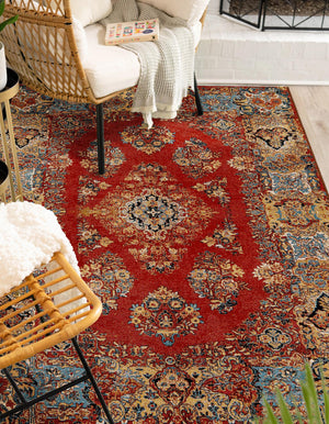 Antique Red 7' 10 x 10' Outdoor Traditional Rectangle Area Rug Weather Resistant for Patio, Deck, Terrace, Balcony, Porch Classical Design Outside Carpet for Sale at Rug Engine