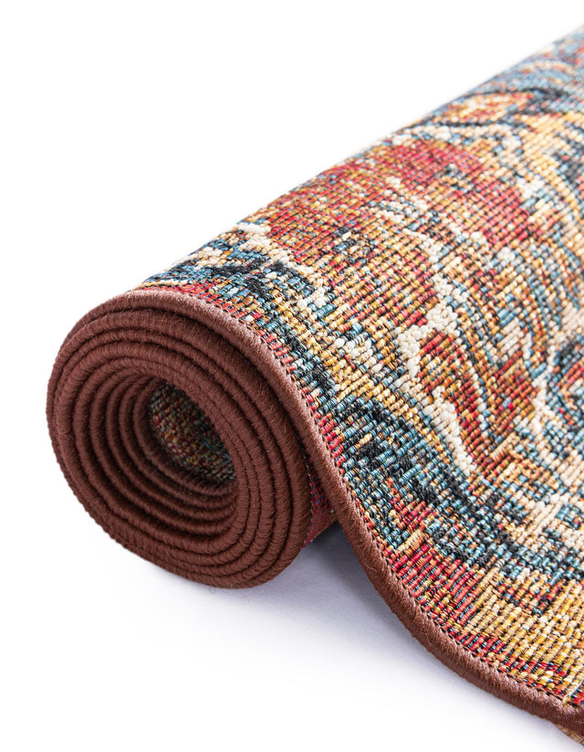 Antique Red 7' 10 x 10' Outdoor Traditional Rectangle Area Rug Weather Resistant for Patio, Deck, Terrace, Balcony, Porch Classical Design Outside Carpet for Sale at Rug Engine