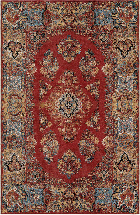 Antique Red 5' 3 x 8' Outdoor Traditional Rectangle Rug