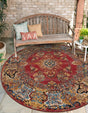 Antique Red 4' 1 x 4' 1 Outdoor Traditional Round Area Rug Weather Resistant for Patio, Deck, Terrace, Balcony, Porch Classical Design Outside Carpet for Sale at Rug Engine