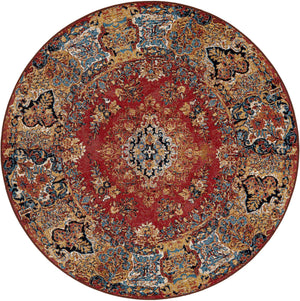 Antique Red 6' 1 x 6' 1 Outdoor Traditional Round Rug