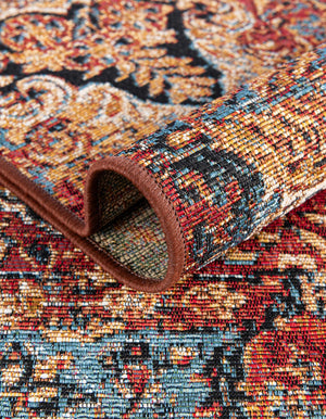 Antique Red 2' x 5' 1 Outdoor Traditional Runner Area Rug Weather Resistant for Patio, Deck, Terrace, Balcony, Porch Classical Design Outside Carpet for Sale at Rug Engine