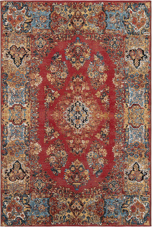 Antique Red 6' 1 x 9' Outdoor Traditional Rectangle Area Rug Weather Resistant for Patio, Deck, Terrace, Balcony, Porch Classical Design Outside Carpet for Sale at Rug Engine