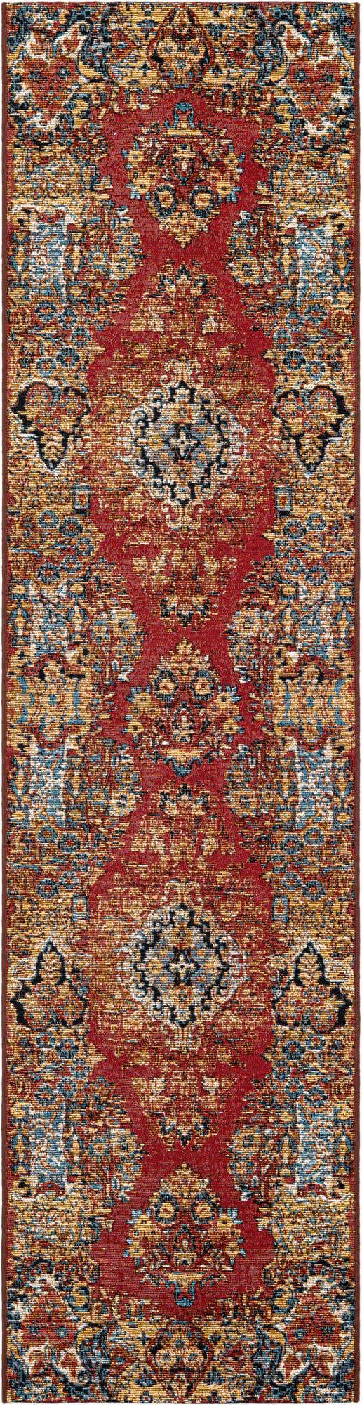 Antique Red 2' x 8' Outdoor Traditional Runner Area Rug Weather Resistant for Patio, Deck, Terrace, Balcony, Porch Classical Design Outside Carpet for Sale at Rug Engine
