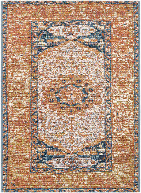 Navy Blue and Light Pink 2' x 3' 1 Outdoor Traditional Rectangle Rug