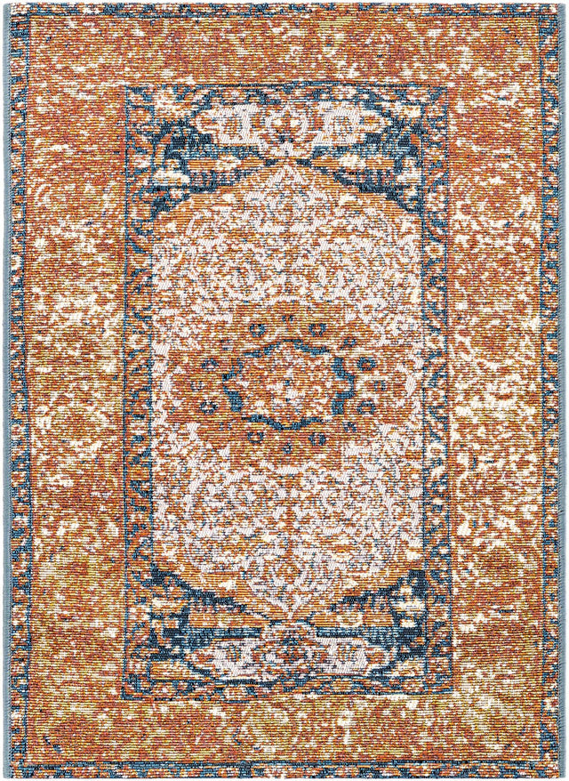 Navy Blue and Light Pink 2' x 3' 1 Outdoor Traditional Rectangle Rug