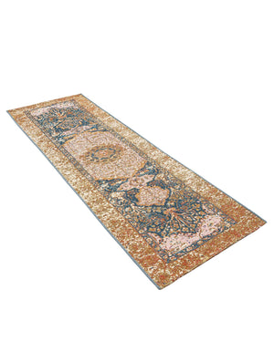 Navy Blue and Light Pink 2' x 6' 1 Outdoor Traditional Runner Area Rug Weather Resistant for Patio, Deck, Terrace, Balcony, Porch Classical Design Outside Carpet for Sale at Rug Engine