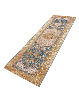 Navy Blue and Light Pink 2' x 6' 1 Outdoor Traditional Runner Area Rug Weather Resistant for Patio, Deck, Terrace, Balcony, Porch Classical Design Outside Carpet for Sale at Rug Engine