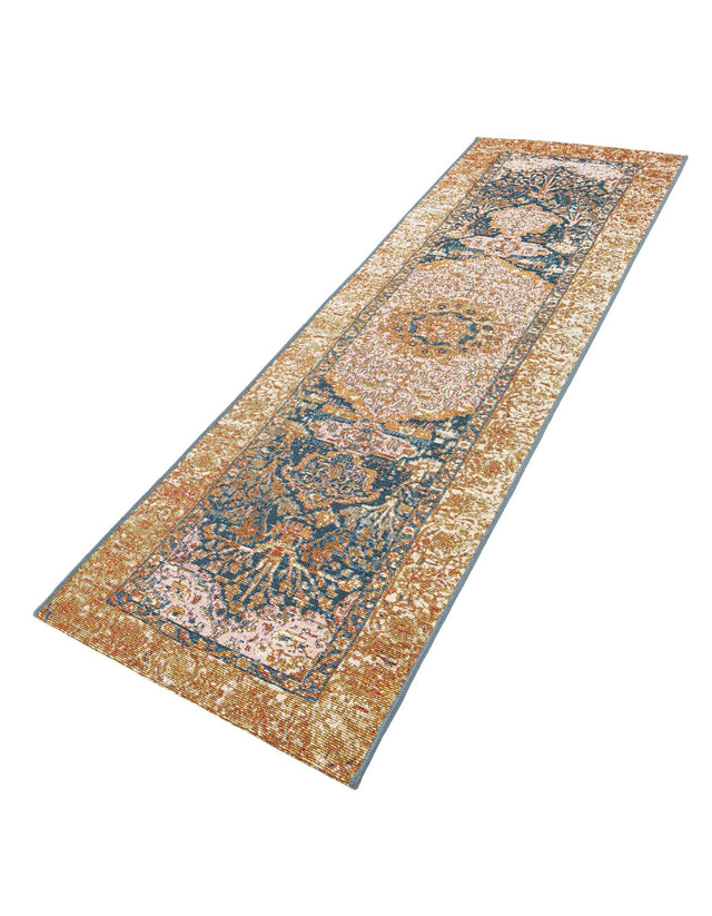 Navy Blue and Light Pink 2' x 6' 1 Outdoor Traditional Runner Area Rug Weather Resistant for Patio, Deck, Terrace, Balcony, Porch Classical Design Outside Carpet for Sale at Rug Engine
