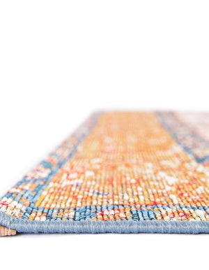 Navy Blue and Light Pink 10' x 10' Outdoor Traditional Square Area Rug Weather Resistant for Patio, Deck, Terrace, Balcony, Porch Classical Design Outside Carpet for Sale at Rug Engine
