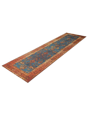 Navy Blue 2' 7 x 10' Outdoor Traditional Runner Area Rug Weather Resistant for Patio, Deck, Terrace, Balcony, Porch Classical Design Outside Carpet for Sale at Rug Engine