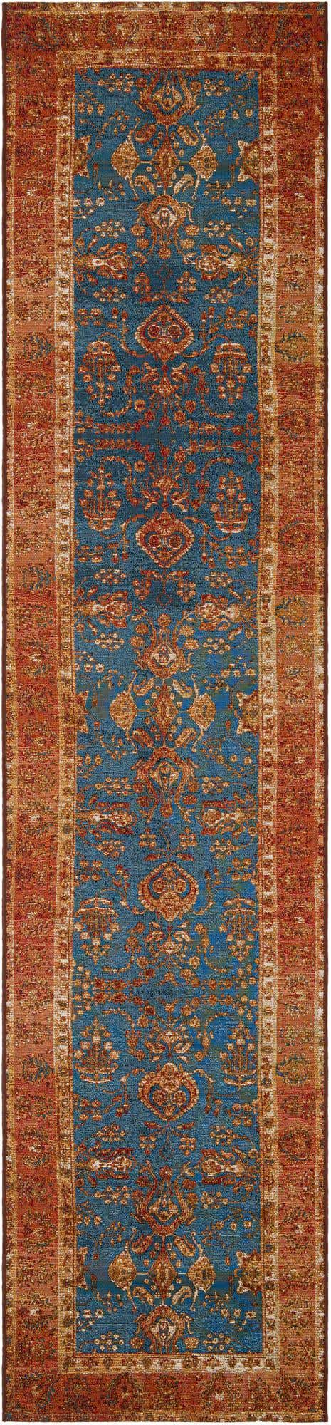 Navy Blue 2' 7 x 12' Outdoor Traditional Runner Area Rug Weather Resistant for Patio, Deck, Terrace, Balcony, Porch Classical Design Outside Carpet for Sale at Rug Engine
