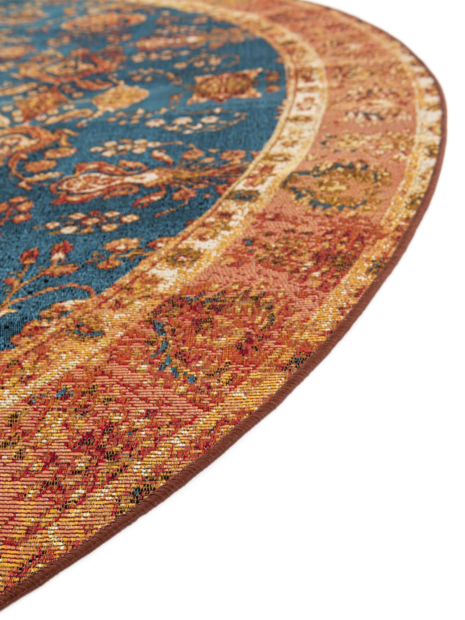 Navy Blue 10' x 10' Outdoor Traditional Round Area Rug Weather Resistant for Patio, Deck, Terrace, Balcony, Porch Classical Design Outside Carpet for Sale at Rug Engine