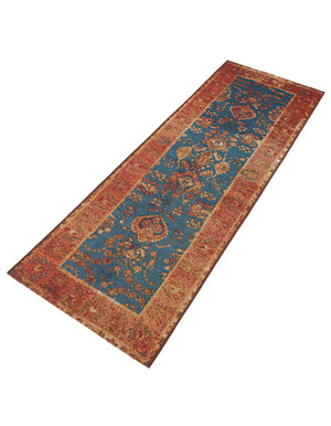Navy Blue 2' x 6' 1 Outdoor Traditional Runner Area Rug Weather Resistant for Patio, Deck, Terrace, Balcony, Porch Classical Design Outside Carpet for Sale at Rug Engine