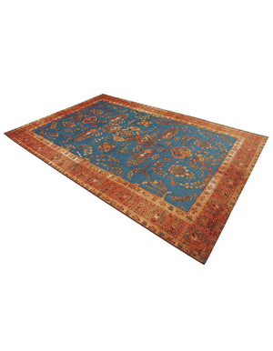 Navy Blue 6' 1 x 9' Outdoor Traditional Rectangle Area Rug Weather Resistant for Patio, Deck, Terrace, Balcony, Porch Classical Design Outside Carpet for Sale at Rug Engine