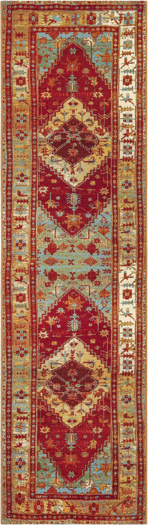 Red Green Blue 2' 7 x 10' Outdoor Traditional Runner Area Rug Weather Resistant for Patio, Deck, Terrace, Balcony, Porch Classical Design Outside Carpet for Sale at Rug Engine