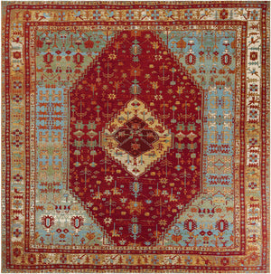 Red Green Blue 10' x 10' Outdoor Traditional Square Area Rug Weather Resistant for Patio, Deck, Terrace, Balcony, Porch Classical Design Outside Carpet for Sale at Rug Engine